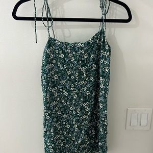Reformation Green Floral Slip Dress